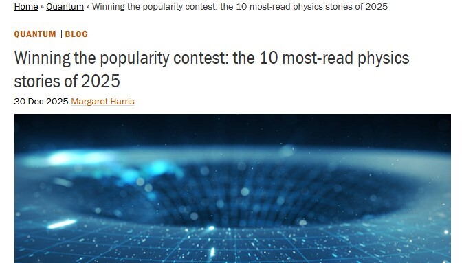 Our work among most read physics stories